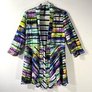 IC by Connie K Colorful Striped Artsy Open Tunic Size Large